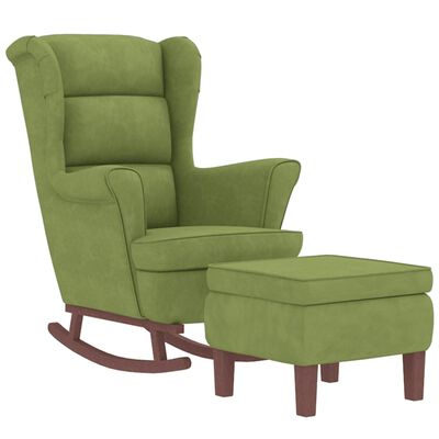 vidaXL Cadeira baloiço c/ pernas de metal e banco veludo verde-claro