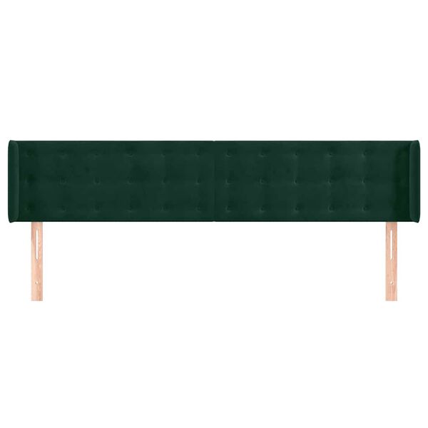 vidaXL Cabeceira de cama c/ abas veludo 163x16x78/88cm verde-escuro