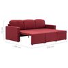 vidaXL Sofá-cama modular de 3 lugares tecido vermelho tinto