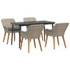 vidaXL Conjunto de Jantar para Jardim 5 unid. Cinzento-claro vime PE