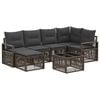 vidaXL Conjunto de Sof&aacute; de Jardim 7 unid. Cinzento vime PE
