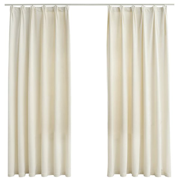 vidaXL Cortinas blackout com ganchos 2 pcs 140x175 cm veludo cor creme