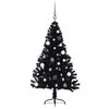 vidaXL &Aacute;rvore de Natal Artificial Pr&eacute;-iluminada Preto 150 cm PVC