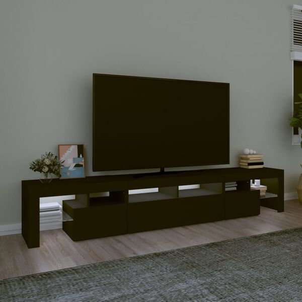 vidaXL M&oacute;vel de TV com luzes LED 230x36,5x40 cm preto