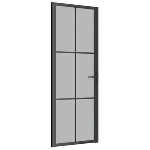 vidaXL Porta interior 76x201,5 cm vidro e alum&iacute;nio preto mate