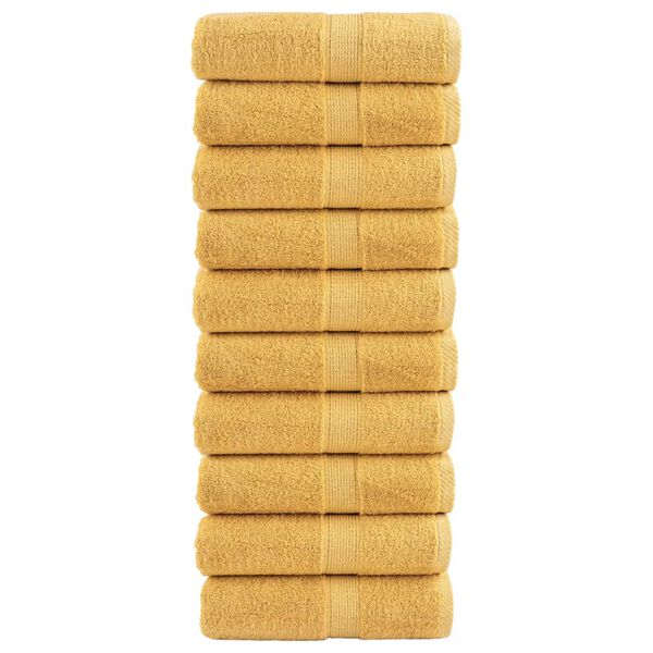 vidaXL Toalhas de bidé premium SOLUND 10 pcs 30x50 cm 600 gsm dourado