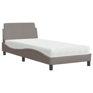 vidaXL Cama com colch&atilde;o Dover 90x190 cm tecido castanho-acinzentado
