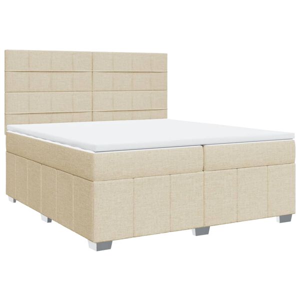vidaXL Cama com molas/colch&atilde;o 200x200 cm tecido cor creme