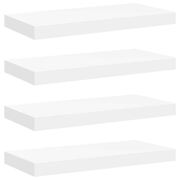 vidaXL Prateleiras de parede suspensas 4 pcs 50x23x3,8cm MDF branco