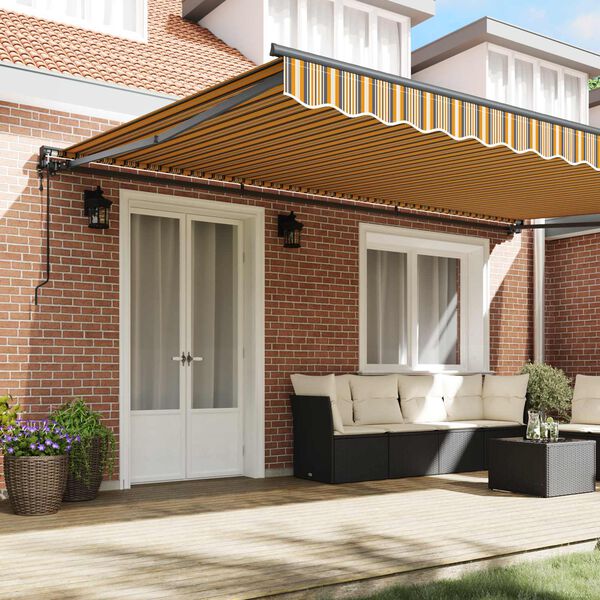 vidaXL Toldo Retr&aacute;til Amarelo e Cinza 500 &times; 300 cm Alum&iacute;nio e Tecido