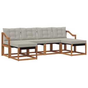 vidaXL Conjunto de Sof&aacute;s para Exterior 6 unid. Cinza Natural e Claro