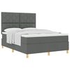 vidaXL Cama Box com colch&atilde;o Cinza Escuro 160 x 200 cm tecido