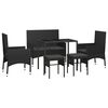 vidaXL 6 pcs conjunto lounge de jardim c/ almofad&otilde;es vime PE preto