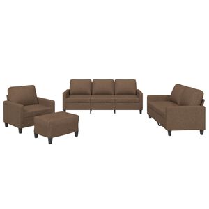 vidaXL 4 pcs conjunto de sof&aacute;s com almofad&otilde;es tecido castanho