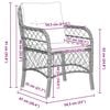 vidaXL Conjunto de Jantar para Jardim com almofada 3 pcs Bege vime PE