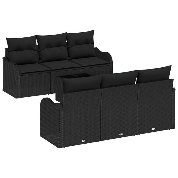 vidaXL Conjunto de Sof&aacute; de Jardim com almofada 7 pcs Preto