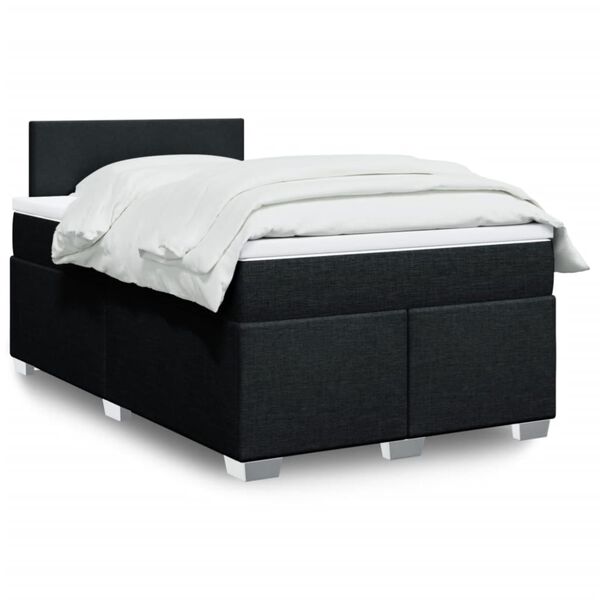 vidaXL Cama boxspring com colch&atilde;o 120x190 cm tecido preto