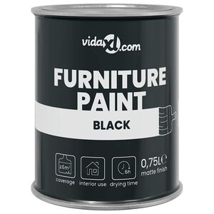 vidaXL Tinta para m&oacute;veis Preto 0,75 L Impress&atilde;o em parede