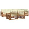 vidaXL Conjunto de Sof&aacute;s para Exterior 7 pcs Natural e Creme