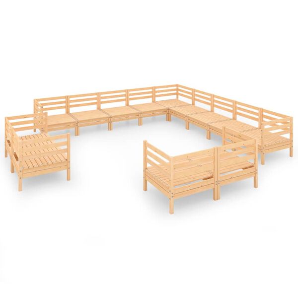 vidaXL 13 pcs conjunto lounge de jardim pinho maci&ccedil;o