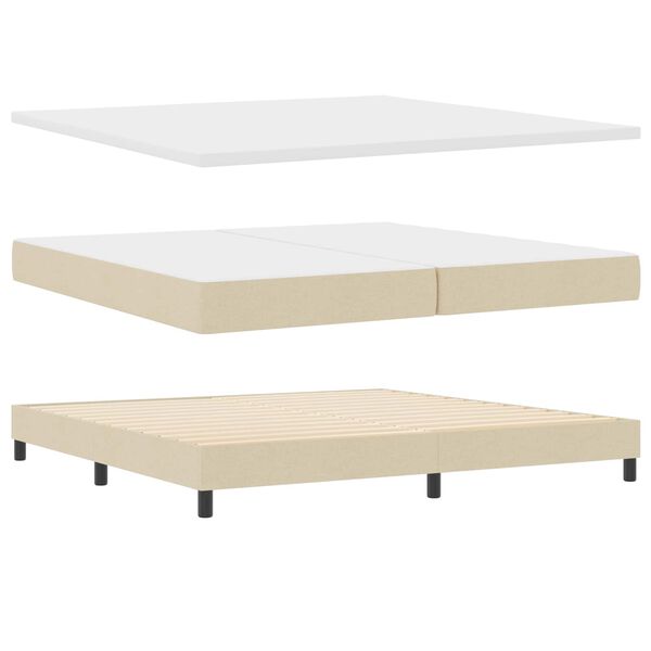 vidaXL Cama Box com colch&atilde;o com cabeceira Creme 200 x 200 cm Poli&eacute;ster