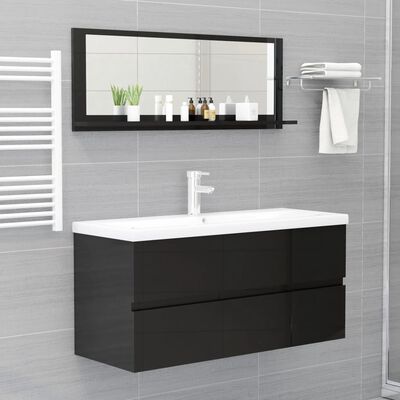 vidaXL Espelho casa de banho 100x10,5x37cm contrap. preto brilhante