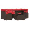 vidaXL Conjunto de Sof&aacute; de Jardim 7 unid. Castanho vime PE