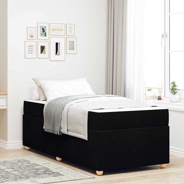 vidaXL Estrutura da Cama com colchão Preto 90 x 190 cm tecido