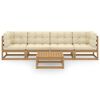 vidaXL 5 pcs conjunto lounge de jardim com almofad&otilde;es pinho maci&ccedil;o