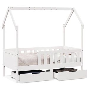 vidaXL Estrutura de cama infantil c/ gavetas 70x140 cm pinho maciço