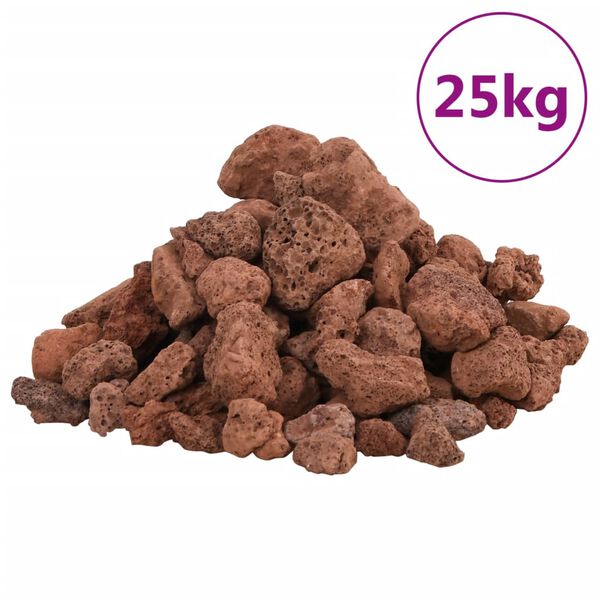 vidaXL Pedras vulc&acirc;nicas 25 kg 1-2 cm vermelho