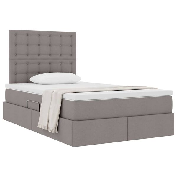 vidaXL Cama com arruma&ccedil;&atilde;o e colch&atilde;o Cinzento-acastanhado 120 x 190 cm