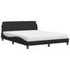 vidaXL Cama com colch&atilde;o Dover 160x200 cm couro artificial preto
