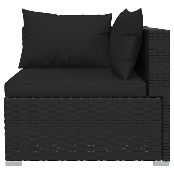 vidaXL 9 pcs conjunto lounge de jardim c/ almofad&otilde;es vime PE preto