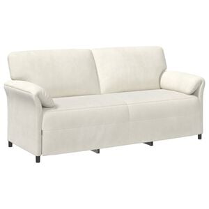 vidaXL Sof&aacute; de 3 Lugares Creme 198 x 83 x 95 cm Veludo