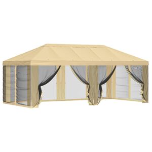 vidaXL Capa de Gazebo com Laterais 6 x 3 m Creme Poli&eacute;ster 190