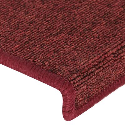 vidaXL Tapete/carpete para degraus 15 pcs 65x21x4 cm vermelho fosco