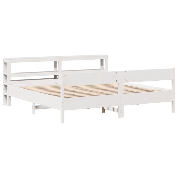 vidaXL Cama sem colch&atilde;o 200x200 cm madeira de pinho maci&ccedil;a branco