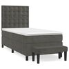 vidaXL Cama com molas/colch&atilde;o 100x200 cm veludo cinza-escuro