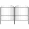 vidaXL Cerca de jardim com topo em forma de lan&ccedil;a em a&ccedil;o 359x200 cm, preta