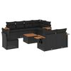 vidaXL 9 pcs conjunto de sof&aacute;s p/ jardim c/ almofad&otilde;es vime PE preto