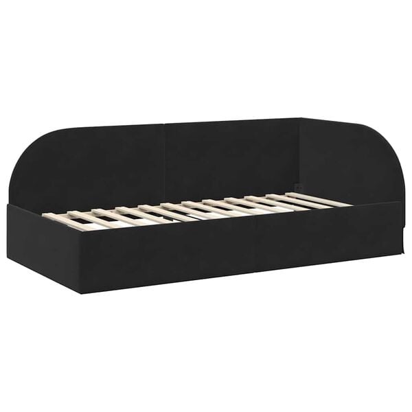 vidaXL Estrutura de Cama de Canto Preto 80 cm x 200 cm Veludo