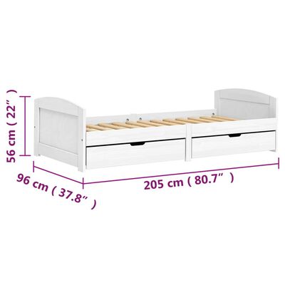 vidaXL Sofá-cama com 2 gavetas 90x200 cm madeira de pinho maciça IRUN