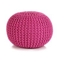 vidaXL Pufe tricotado à mão algodão 50x35 cm rosa