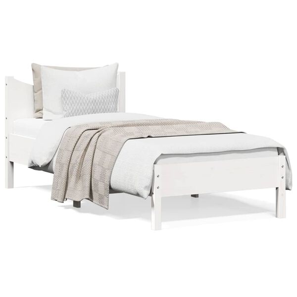 vidaXL Cama sem colch&atilde;o 90x200 cm madeira de pinho maci&ccedil;a branco