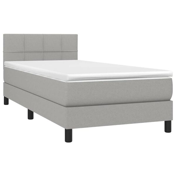 vidaXL Cama box spring c/ colch&atilde;o e LED 80x200 cm tecido cinza-claro