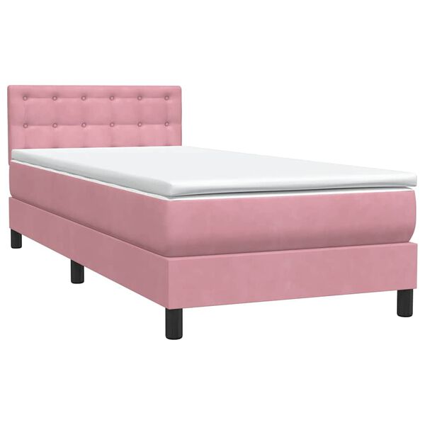 vidaXL Cama com molas/colch&atilde;o 100x210 cm veludo rosa