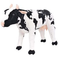 vidaXL Brinquedo de montar vaca peluche preto e branco XXL