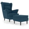 vidaXL Poltrona de descanso com banco veludo azul