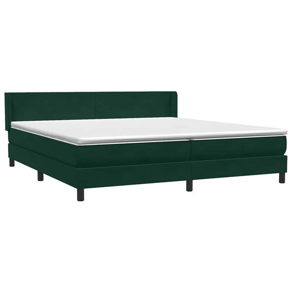 vidaXL Cama com molas colch&atilde;o 200x210 cm veludo verde-escuro